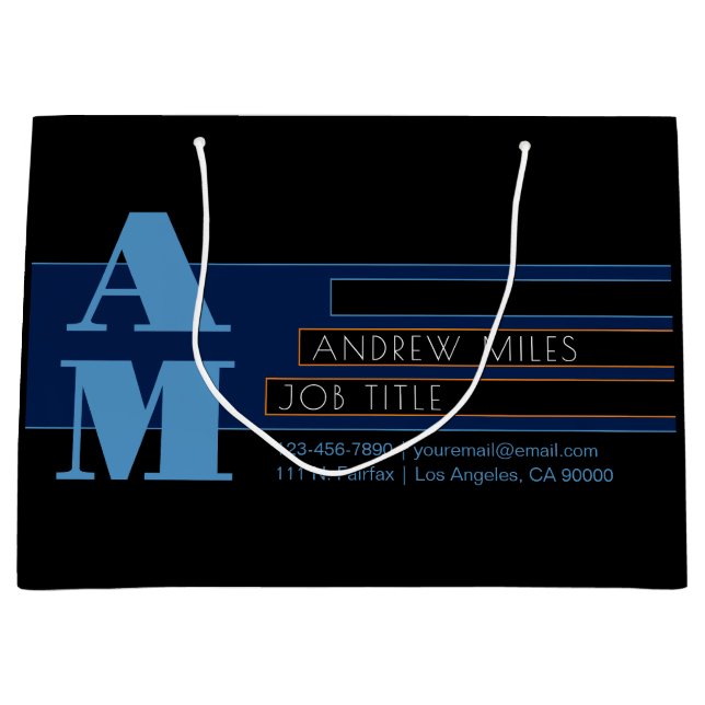 Retro-moderne Monogram & bearbeitbare Formen & Far Große Geschenktüte (Vorderseite)