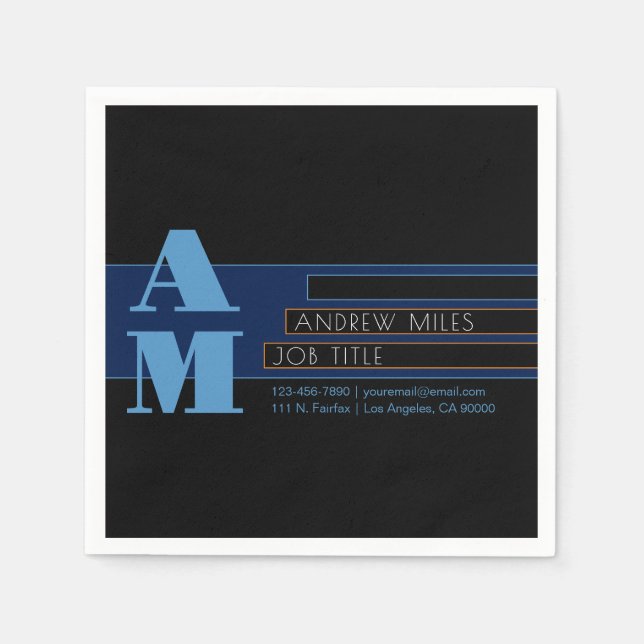 Retro-moderne Monogram & bearbeitbare Formen & Far Serviette (Vorderseite)