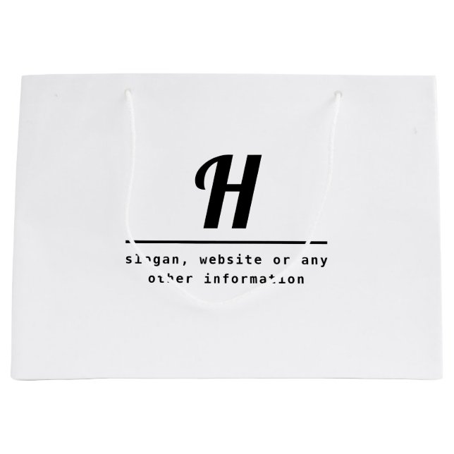 Retro-moderne Monogram & Business (oder andere) In Große Geschenktüte (Vorderseite)