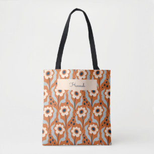 Retro Moderne Orangeneier Blume Individuelle Name