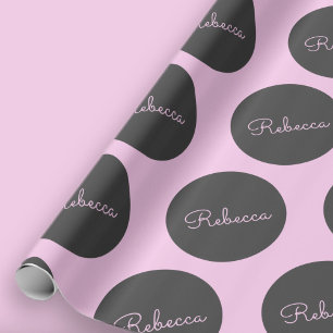 Retro-moderne Pink- und Grau-Moderne-Punkt-Design Geschenkpapier