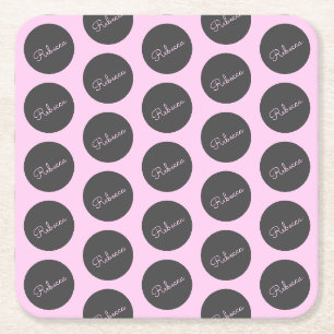 Retro-moderne Pink- und Grau-Moderne-Punkt-Design Rechteckiger Pappuntersetzer