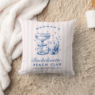 Retro-moderne pinke und blaue Junggesellinnen-Woch Kissen