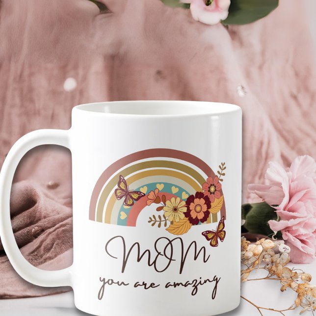 Retro Moderne Rainbow Blume, MAMA Sie sind Phantas Kaffeetasse (Von Creator hochgeladen)