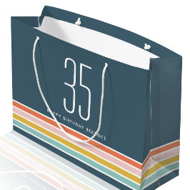 Retro Moderne Regenbogenstreifen Geburtstag 35. Ge Große Geschenktüte