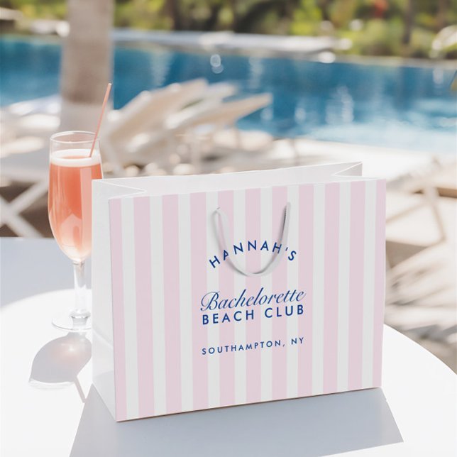 Retro Moderne rosa und navy Bachelorette Große Geschenktüte (Retro Modern Pink & Navy Bachelorette Large Gift Bag)