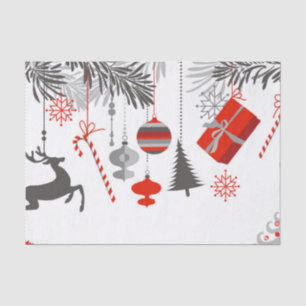 Retro moderne rote und graue Weihnachtsdekoratione Seidenpapier