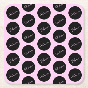 Retro-moderne Schwarz-Rosa-Punkte-Design Rechteckiger Pappuntersetzer