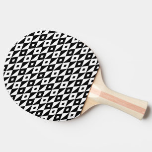Retro moderne Schwarz-Weiß-Diamant-Form-Muster Tischtennis Schläger