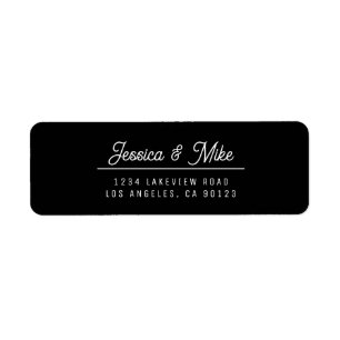 Retro-Moderne Schwarz-Weiß-Hochzeit-Rücksendeadres