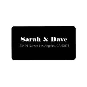 Retro-Moderne Schwarz-Weiß-Hochzeit-Rücksendeadres Adressaufkleber