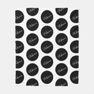 Retro-moderne Schwarz-Weiß-Polka-Punkt-Design Fleecedecke