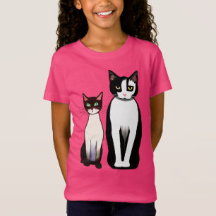 Retro Moderne schwarze und weiße Katze und Kitten T-Shirt