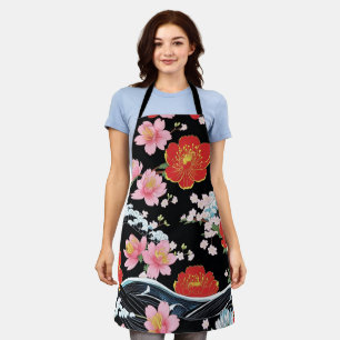 Retro Moderne Seigaiha Kirschblüten Japan Party Schürze