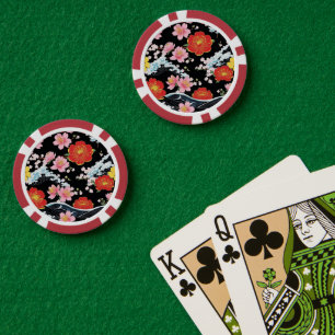 Retro moderne Seigaiha Sakura-Blumen Japan-Party Pokerchips