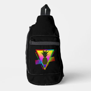 Retro moderne Silhouette Ananas Sommerfrucht Crossbody Bag
