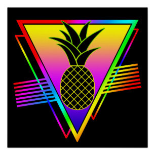 Retro Moderne Silhouette Ananas Sommerfrucht Poster