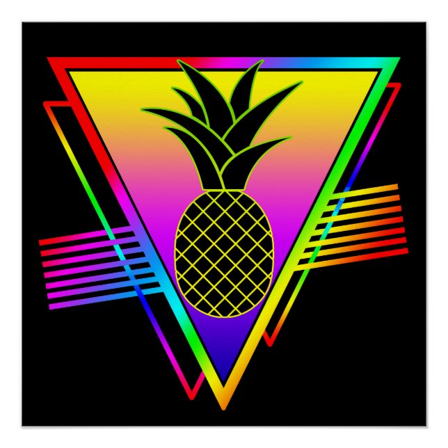 Retro Moderne Silhouette Ananas Sommerfrucht Poster (Vorderseite)