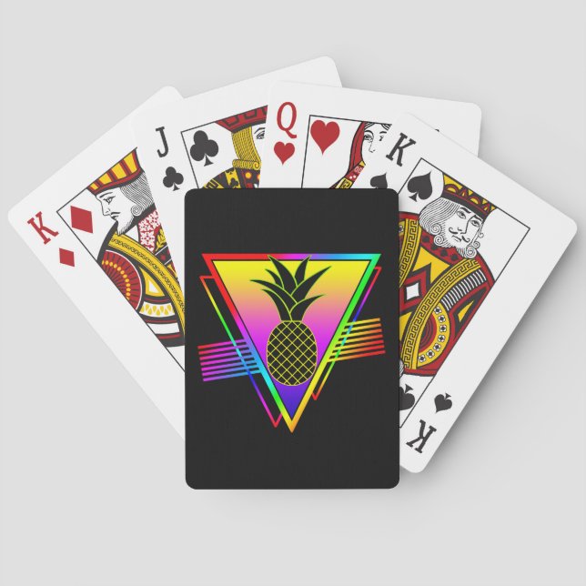Retro Moderne Silhouette Ananas Sommerfrucht Spielkarten (Rückseite)