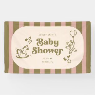 Retro-Moderne Streifen & Gekritzel Baby Shower-Par Banner