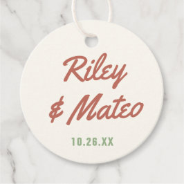 Retro Moderne Typografie Fette Funky Erdtöne Hochz Geschenkanhänger