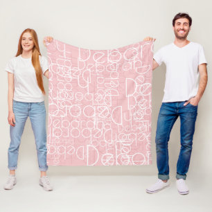 Retro Moderne Typografie Girl Blush Pink Fleecedecke