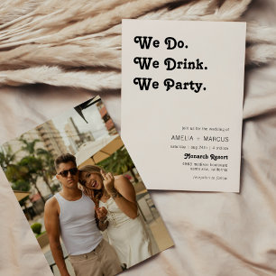 Retro Moderne Wir Trinken Wir Feiern Hochzeit Einladung