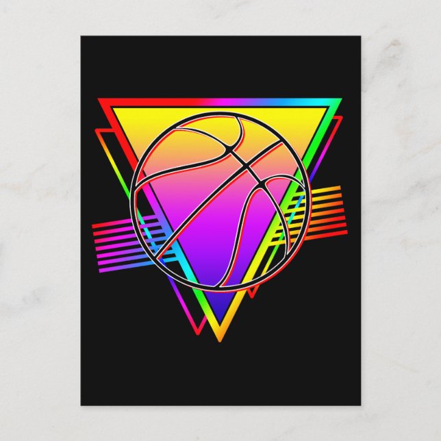 Retro-moderner Basketball Postkarte (Vorderseite)