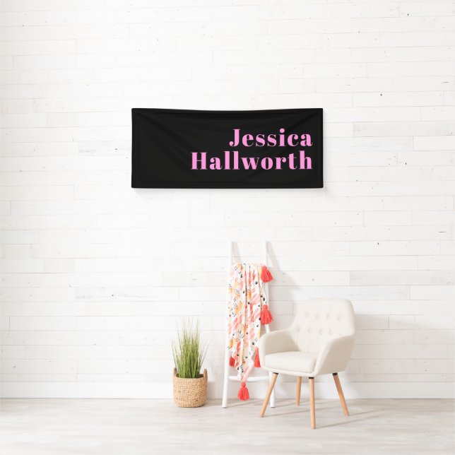 Retro-moderner bearbeitbarer Text | Schwarz & Pink Banner (Insitu)