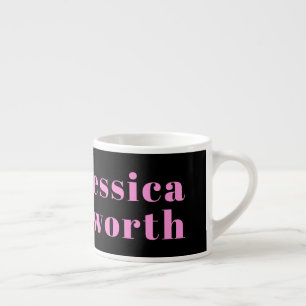 Retro-moderner bearbeitbarer Text Schwarz & Pink Espressotasse