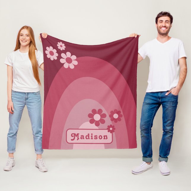 Retro Moderner Bogen Name Pink Fleecedecke (Beispiel)