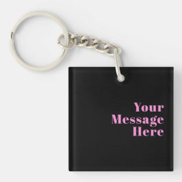 Retro-moderner editierbarer Text | Schwarz & Pink Schlüsselanhänger