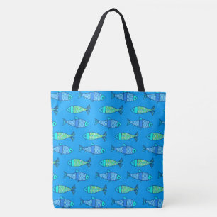 Retro Moderner Fisch, Türkis und Cerulean Blue