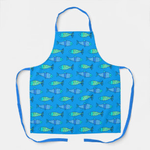 Retro Moderner Fisch, Türkis und Cerulean Blue Schürze