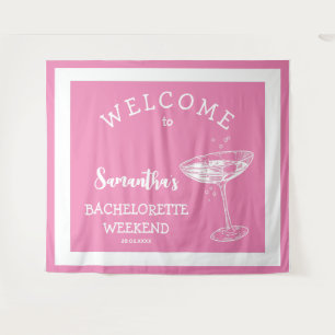 Retro Moderner Junggeselinnen-Abschied Rosa Cockta Wandteppich