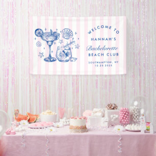 Retro-moderner Junggesellinnen-Abschied in Rosa un Banner