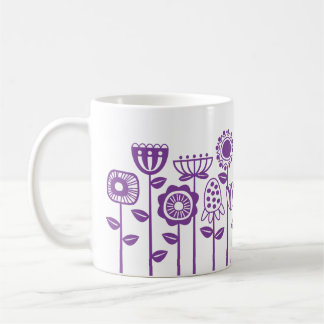 Retro Moderner Lila Blumengarten Kaffeetasse