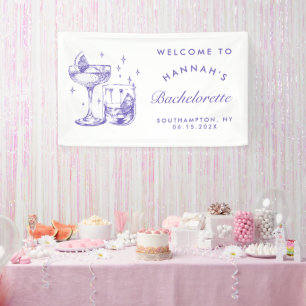 Retro Moderner Lila Cocktail Banner