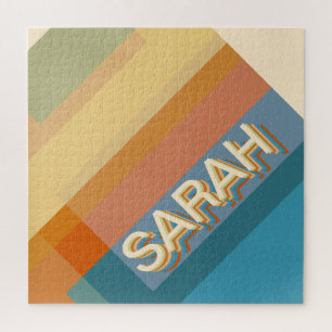 Retro-moderner Name mit geometrischen Formen und F Puzzle