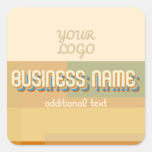 Retro-moderner Name mit geometrischen Formen und F Quadratischer Aufkleber