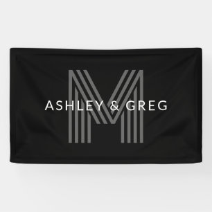 Retro Moderner Name/n Editierbares Monogramm Schwa Banner