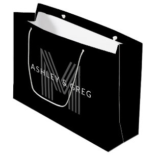 Retro-moderner Name/n Editierbares Monogramm Schwa Große Geschenktüte