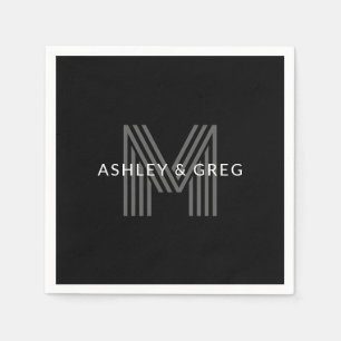 Retro moderner Name/n editierbares Monogramm Schwa Serviette