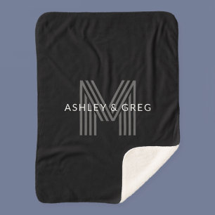 Retro moderner Name/n editierbares Monogramm Schwa Sherpadecke