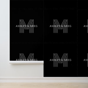 Retro-moderner Name/n Editierbares Monogramm Schwa Tapete