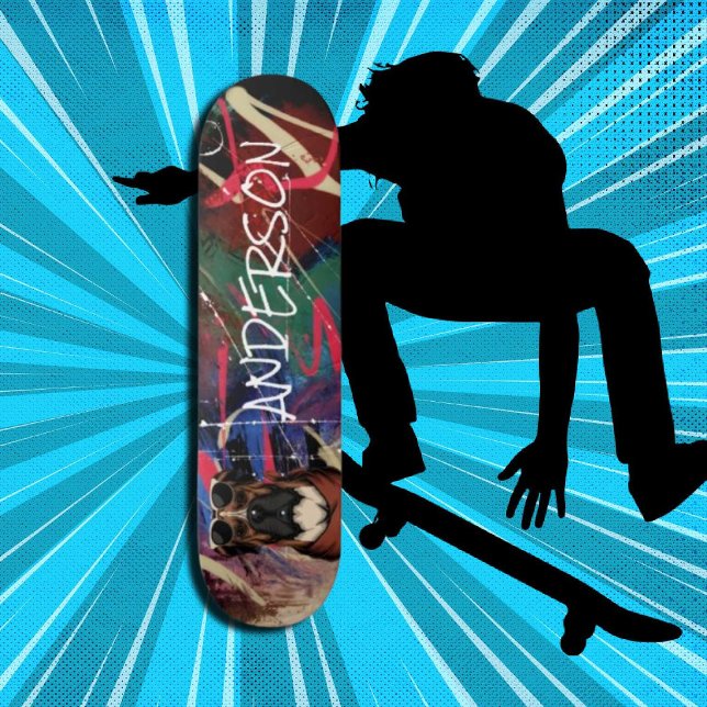 Retro Moderner Niedlicher Personalisierter Familie Skateboard (Original and best online Zazzle skateboard shop- Urban Warrior)