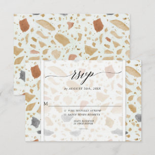 Retro Moderner Terrazzo Terrakotta Hochzeit RSVP Einladung