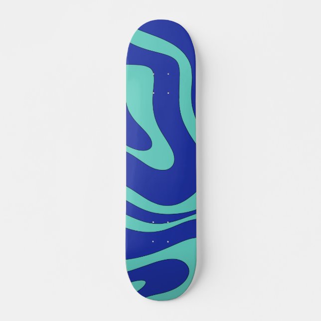 Retro Modernes, Abstraktes, flüssiges Muster Skateboard (Vorne)