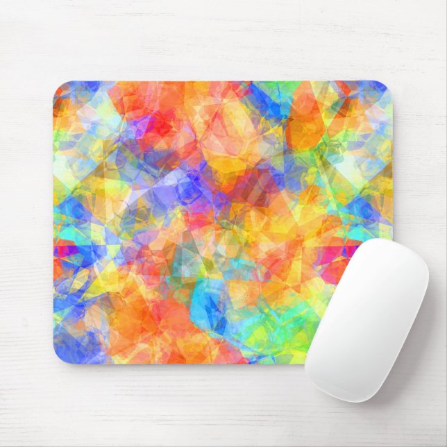 Retro Modernes Cooles Funky Polygon Mosaikkunstmus Mousepad (Mit Mouse)
