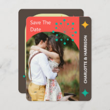 Retro Modernes Foto des Mittelalters Save the Date